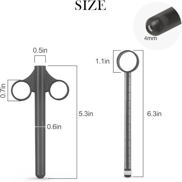 [2Pack+Storage Bag] Lube Applicator Syringe with 10ml Precise Scales, 6.5" Anal Lube Shooter with Air-Proof Silicone Cap Reusable Lubricant Tube Applicator for Women, Men & Couples, Black Red - Image 2