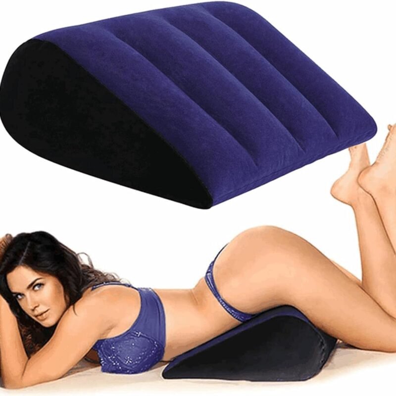Upgraded PVC Flocking Sex Cushion Body Support Pillow for Couple Positioning for Deeper Position Sex Wedge Inflatable Triangle Sex Pillow Travel Pillow Sweater UHS2