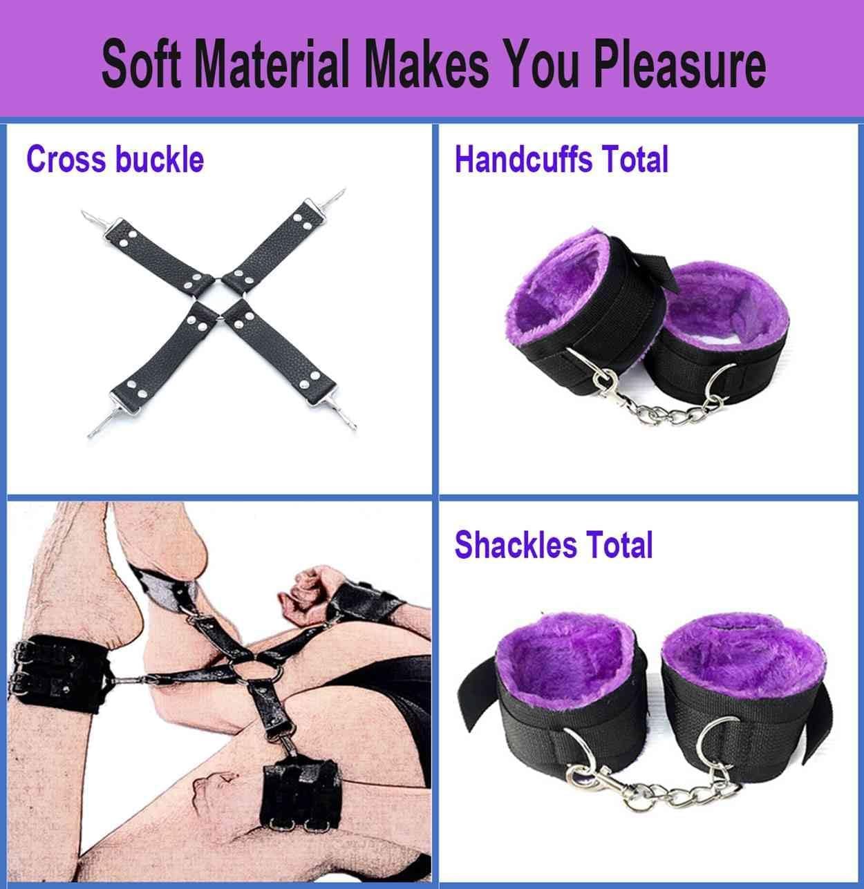 BDSM Sex Bed Bondage Restraints Kit for Couples King Bed for Ankle and Wrist Bar Women Sex Resistance Bands Bed for Neck Ankle Straps Sex Handcuffs Hand Cuff Bracelets Set for Adults Bedroom Sweater - Image 6