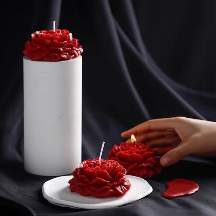 4 Pcs Low Temperature Candles Red Rose Flower Shaped Scented Candles Low Heat Romantic Wax Play Candles for Lovers Couples Wedding - Image 2