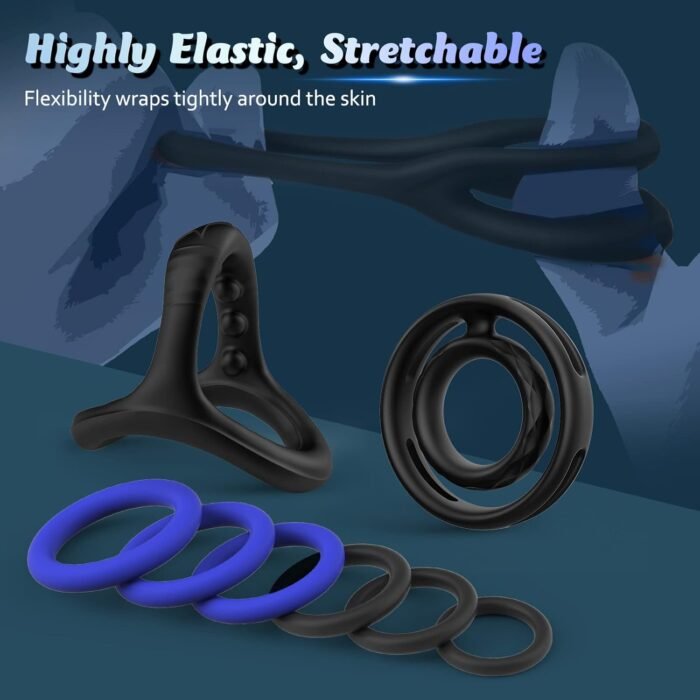 Cock Penis Ring Set with 8 Different Sizes, Silicone Cock Penis Rings for Penis Erection Enhancing, Sex Longer Lasting Stronger, Male Soft Stretchy Adult Sex Toys for Men or Couples Pleasure - Image 5