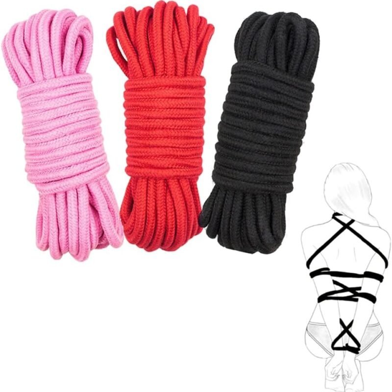 3PCS Soft Cotton Sex Ropes Bondage Rope Kit - Sex Accessaries Games for Women & Men Couple BDSM Rope Sex Straps Use for Bed Restraints for Adult Bondage Gear Sweater ok9, Black