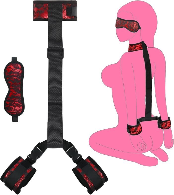 Wrist and Ankle Cuffs for Adult Play Sex Tied Up Handcuffs Tools for Women Sweatshirt Sex Furniture Hand Cuff Sex Restraints Bondage Kit Toys for Women Sex Tie Downs Under Mattress for King Bed FRC7