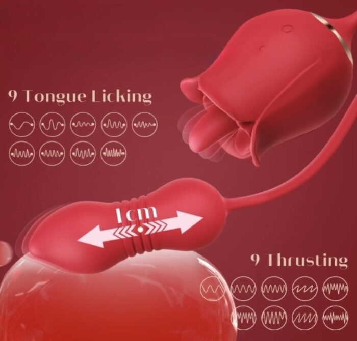3-in-1 Rose Adult Toy - Women's Vibrator with 9 Tongue Licking Stimulation KS64389Pap2_50, Like a Photo - Image 4