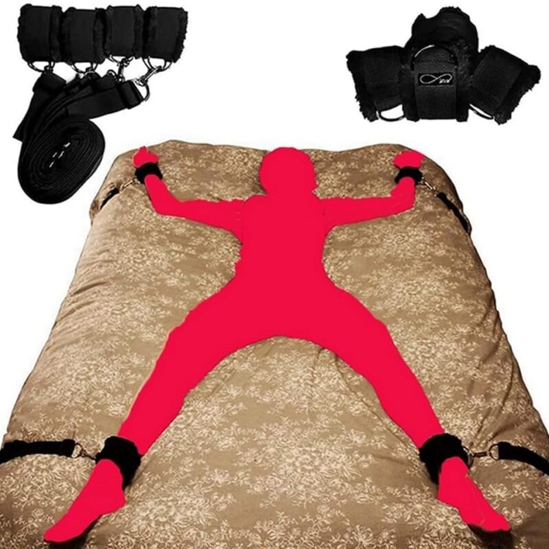 Bed Restraints for Couples Under King Mattress Bed Straps Sex Ties for Ankles and Wrist for Adult Play BDSM Ropes Bondage Restraint Kit Sex Blindfold Hand Cuff Set for Bedroom Kinky Toys Sweatshirt