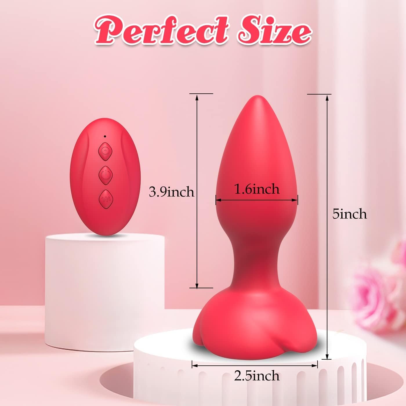 Anal Vibrators Plug Sex Toys - Anal Sex Toys Vibrating Rose Butt Remote Control Anal Toys with 10 Modes & Rose Base, Waterproof Silicone Rose Adult Toys & Games(Rose Red)… - Image 4