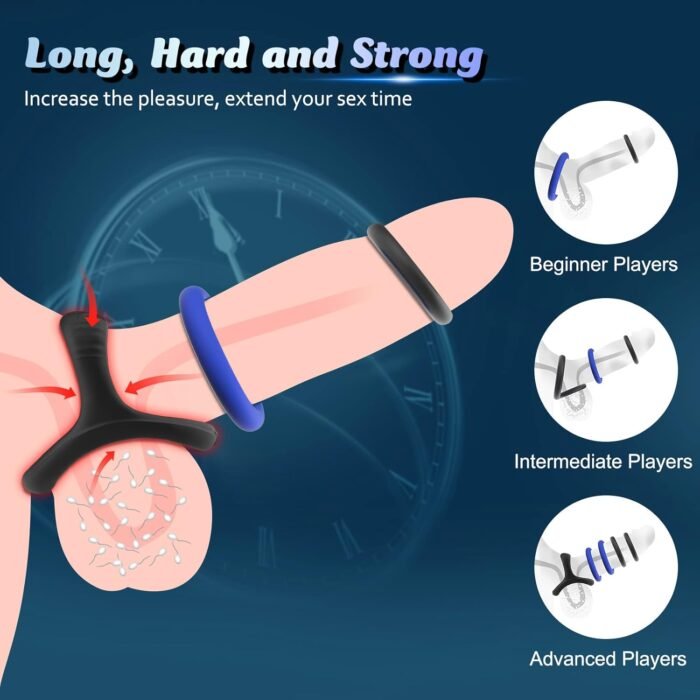 Cock Penis Ring Set with 8 Different Sizes, Silicone Cock Penis Rings for Penis Erection Enhancing, Sex Longer Lasting Stronger, Male Soft Stretchy Adult Sex Toys for Men or Couples Pleasure - Image 2