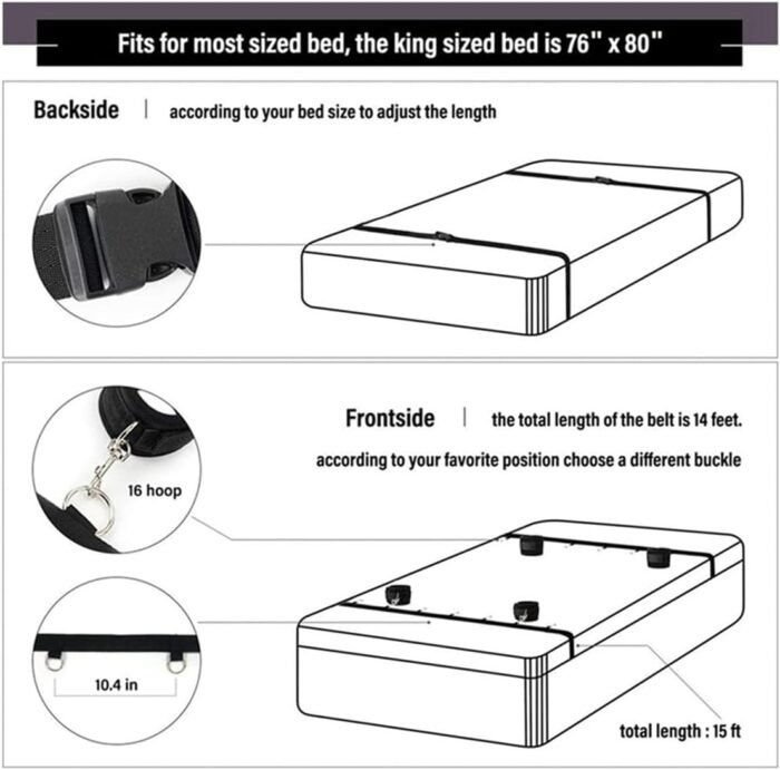 Sexy Bed Bondage Restraints Kit for Couples Under King Bed Queen Size Bed Wrist Ankle Straps for Adult Play Arm and Leg Restraints and Handcuffs Set Blindfold and Hand Ties for Bedroom Toys Sweater C9 - Image 3