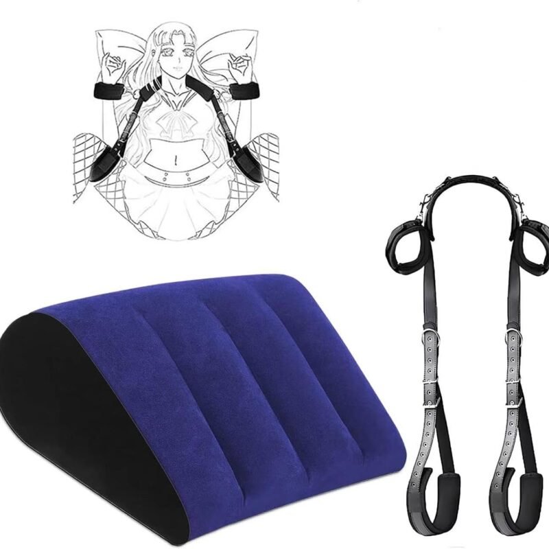 2 in 1 Set Sex Furniture Set Sex Bondage Restraints Kit with Sex Pillow,Sex Wedge Leg Sex Sling Position Ramp Inflatable Cushion, Couples Sex Toys Bed Restraints Adult Sweater h8