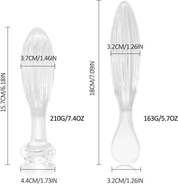 Crystal Glass Dildo Anal Plug,2Pcs Big Butt Plug Anus Training Kit Rose Round Base G-Spot Stimulator Sex Glass Anal Masturbation Plug Prostate Massage Adult Sex Toys for Men Women Gay and Couples - Image 3