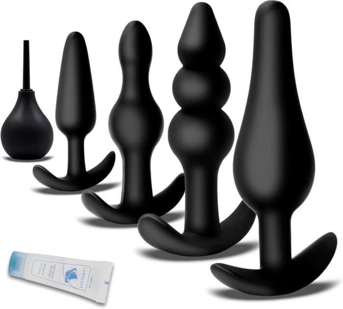 Silicone Anal Plug Set 5 PCS Training Kit Butt Plug Anus from Beginners to Advanced Player for Comfortable Long-Term Wear, Sex Toys for Couples