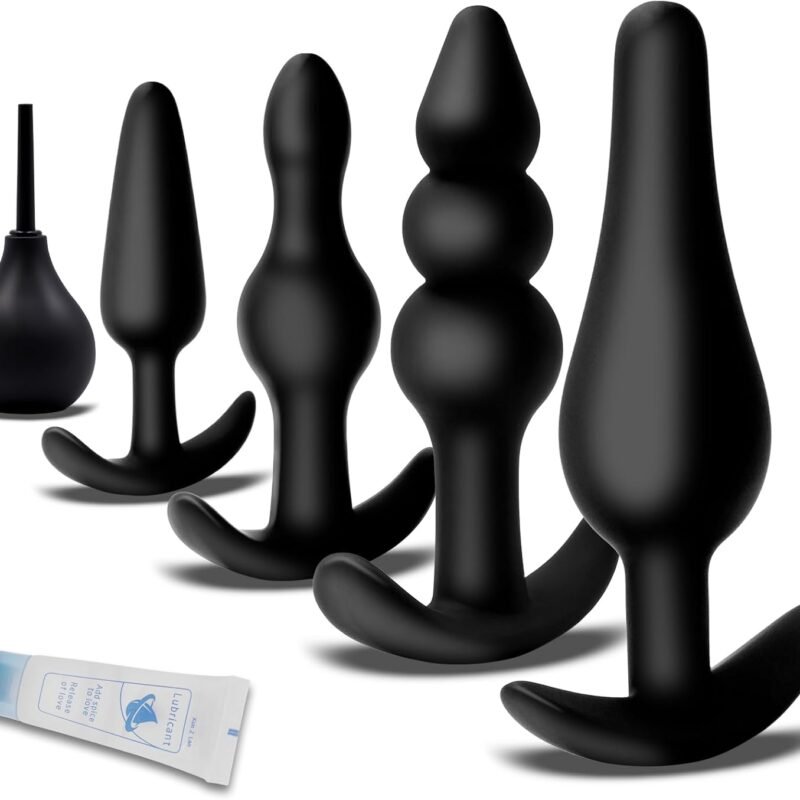Silicone Anal Plug Set 5 PCS Training Kit Butt Plug Anus from Beginners to Advanced Player for Comfortable Long-Term Wear, Sex Toys for Couples
