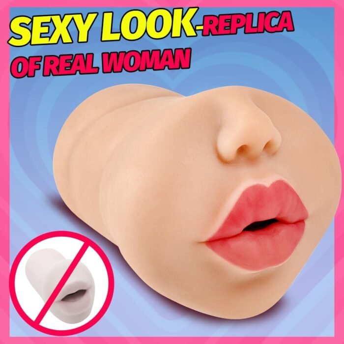 oyiyeyiyo Realistic Mouth Male Masturbator, Deep Throat Pocket Pussy Blow Job Stroker with Teeth and Tongue, Male Sex Toys for Men Masturbation, Sex Doll Adult Toy for Oral Sex (Light Brown) - Image 2
