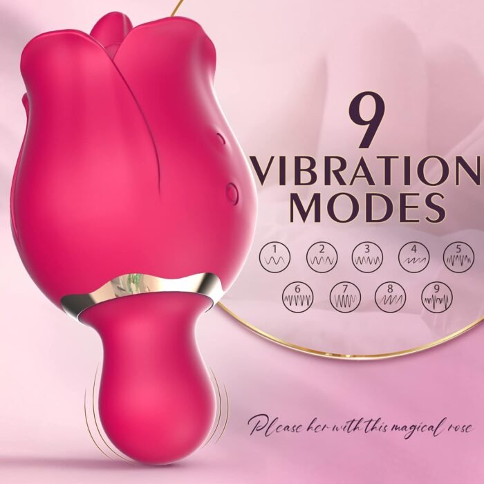 Rose Toy Vibrator for Women, Clitoral Tongue Licking Toy Mini Small Vibrators with 9 Modes & 9 Powerful Vibration, Waterproof Adult Sex Toys for Couples - Image 3