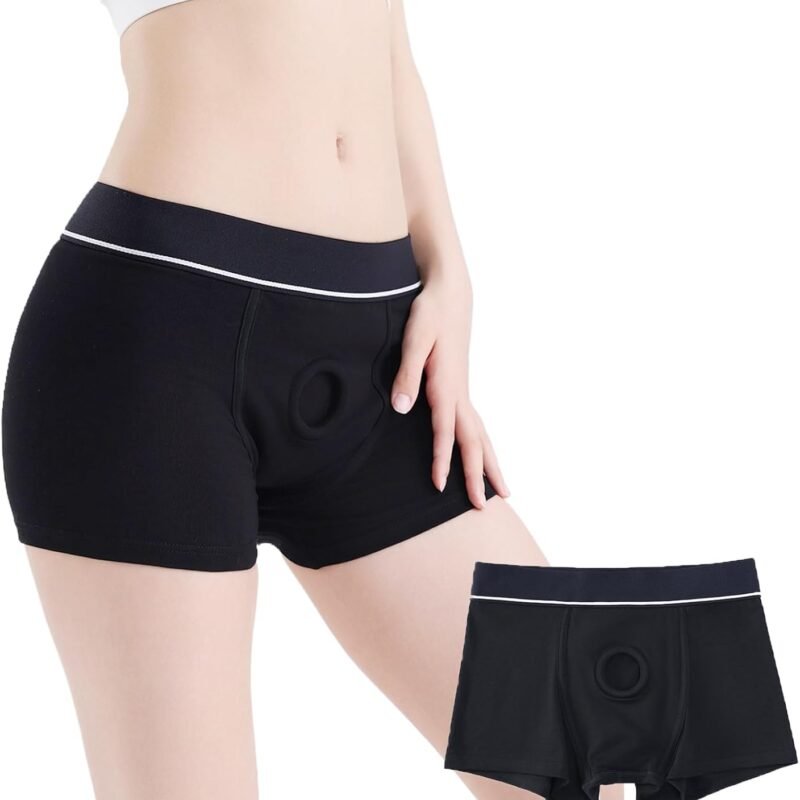 Harness Pants Strapless Underpants for Men Women Couples Unisex Briefs-Black