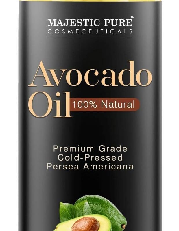MAJESTIC PURE Avocado Oil - 100% Pure and Natural, Cold-Pressed, for Skin Care, Massage, Hair Care, and Carrier Oil to Dilute Essential Oils, 16 fl oz