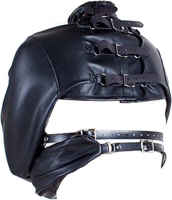 Black Leather Exposed Nipples Bra,Arm Restraints Sleeve,Adult Slave Training Dog Collars,for Couples BDSM Sexual Life (Pulling Rope & Padlock 7 Pieces) - Image 5