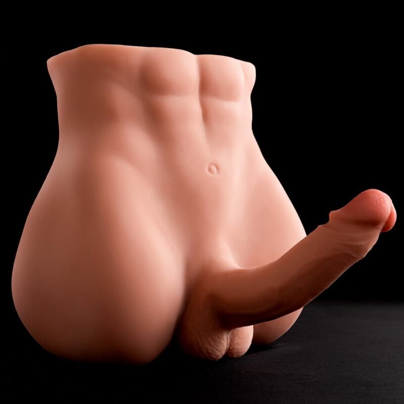 CaHase 12LB Male Sex Doll with Realistic Dildo, 2-in-1 Male Torso Masturbators & Tight Anal Lifelike Big Butt Flexible 360° Dildos, Sex Dolls for Women Couple Gay Adult Toys & Games Brown