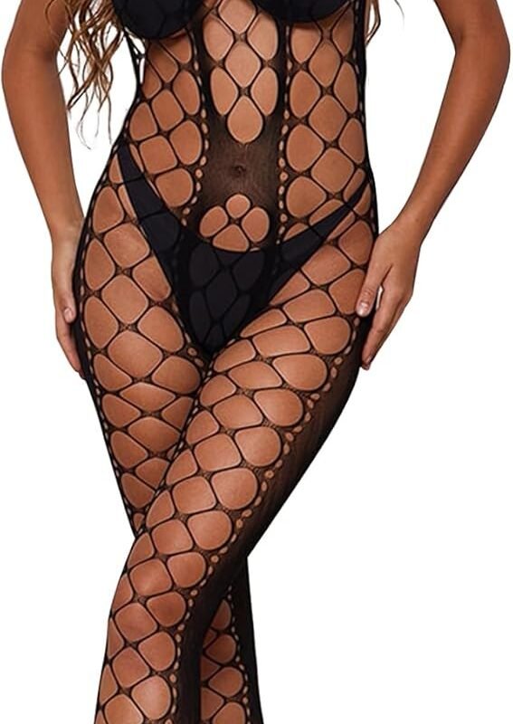 Sexy Lingerie for Women Naughty Fishnet Lingerie Set Bodysuit Outfits Teddy Sheer Mesh Erotic
