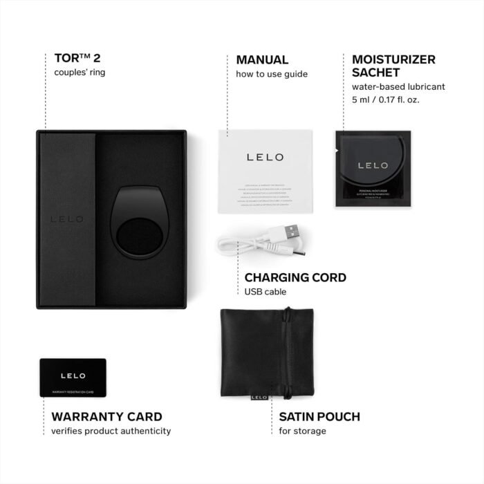 LELO TOR 2 Intimate Vibrating Cock Ring, Reusable Sex Toys for Couples, Love-Ring with 29 mm / 1.1 inch Diameter for More Bedroom Fun, Black - Image 2
