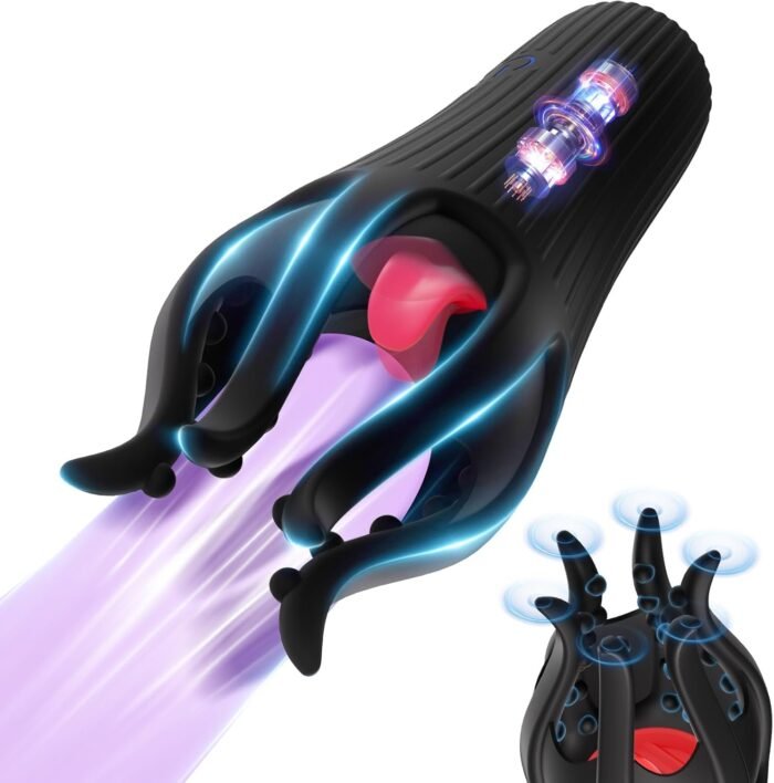 Male Sex Toys Penis Vibrator for Men,Male Masturbator with 10 Tongue-Licking Vibrating Modes Male Stroker,Penis Trainer with 6 Tentacles Male Vibrator,360°Training Wrapped Adult Sex Toys for Men Women