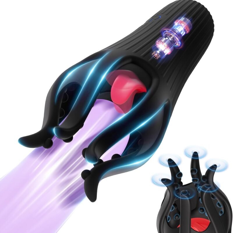 Male Sex Toys Penis Vibrator for Men,Male Masturbator with 10 Tongue-Licking Vibrating Modes Male Stroker,Penis Trainer with 6 Tentacles Male Vibrator,360°Training Wrapped Adult Sex Toys for Men Women