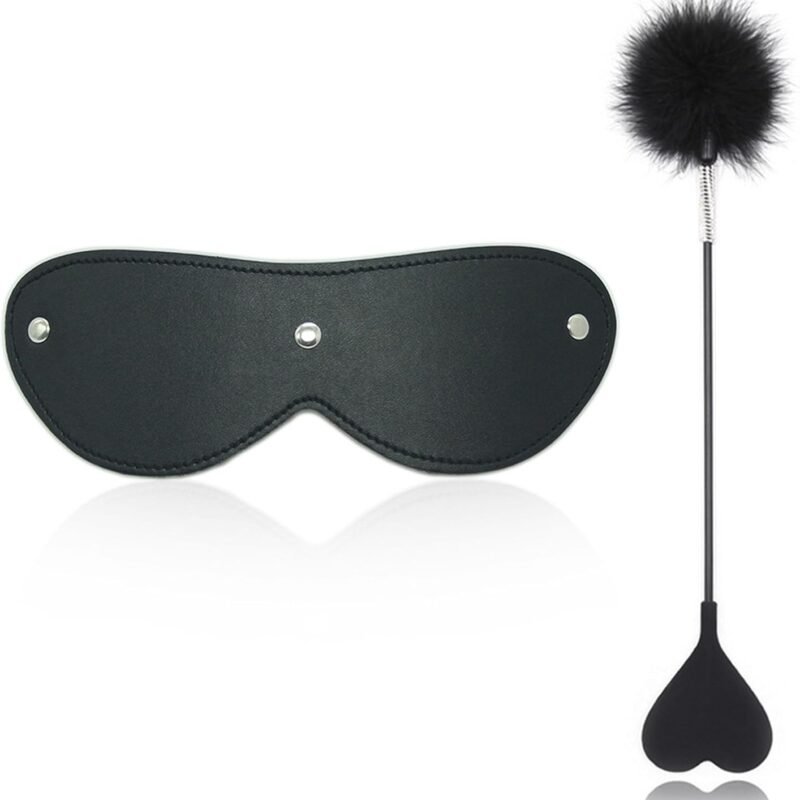BDSM Bondage Blindfold Sex Restraints Kit Double Ended Tickler Sex Feather Spanking Paddle Eye Mask Blind Folds for Adult Sex Play Sexy Blindfold Fetish Bondage Accessories for Couple Women Men
