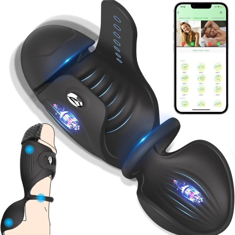Adjustable Male Masturbator Penis Vibrator Trainer, Adult Sex Toys for Men,4 in 1 Vibrating APP Controlled Mens Sex Toy Stroker with Cock Ring,MHYNNR Hands Free Testicle Masturbators Vibrators for Men