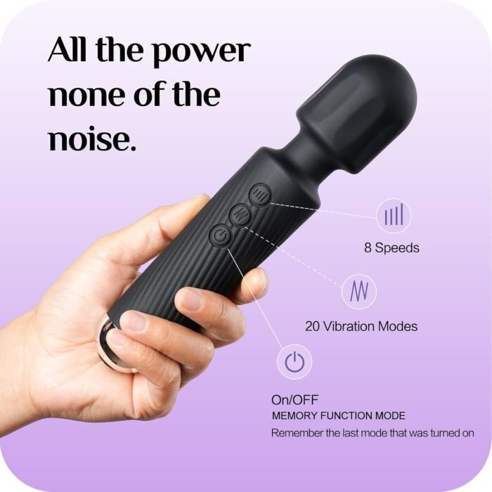 Vibrator Wand Sex Toys,Clit Stimulator Vibrators,Vibrator for Woman,Wand Massager Sex Toy,20 Patterns,8 Speeds of Pleasure,Quiet Adult Sex Toys,Waterproof, for Women Partner Play Gifts (Black) - Image 5
