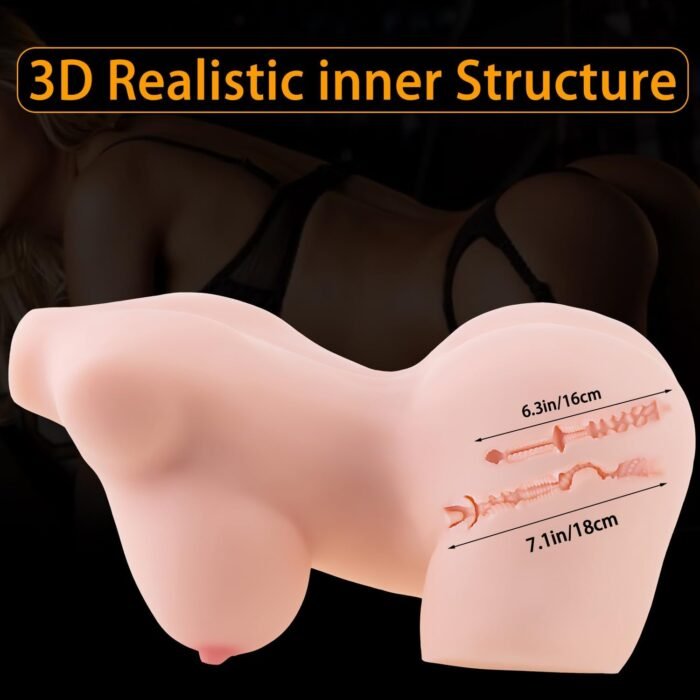 12lb Torso Sex Doll Male Masturbator with Boobs Anal Vagina Sex Stroker Realistic Big Butt Sex Dolls Torso Female Ass Masturbators Sex Toys Men Masturbation Adult Toys Men’s Sex Dolls Pocket Pussy - Image 5