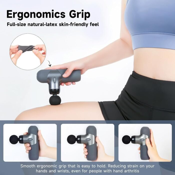 Mini Massage Gun ,Percussion Deep Tissues Muscle Massager, Silicone Material Removable and Washable, Suitable for People with Hyperhidrosis, with 6 Massage Heads 4 Speeds, best gift for her/him - Image 6