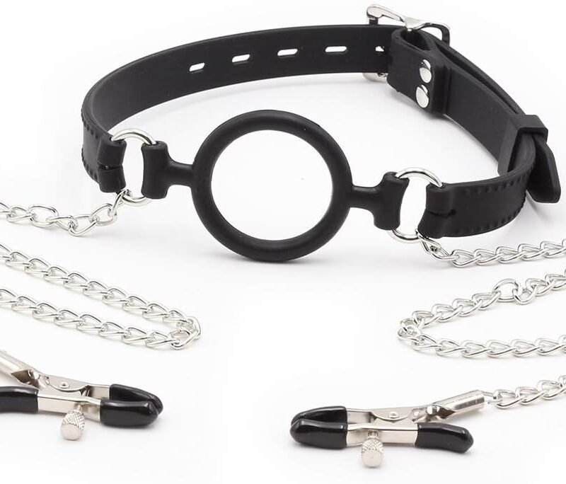Adult Products Sexy Breast Clip Alternative Toy with Mouth Plug Couple Foreplay Flirting Special SM Bundled Bondage Set