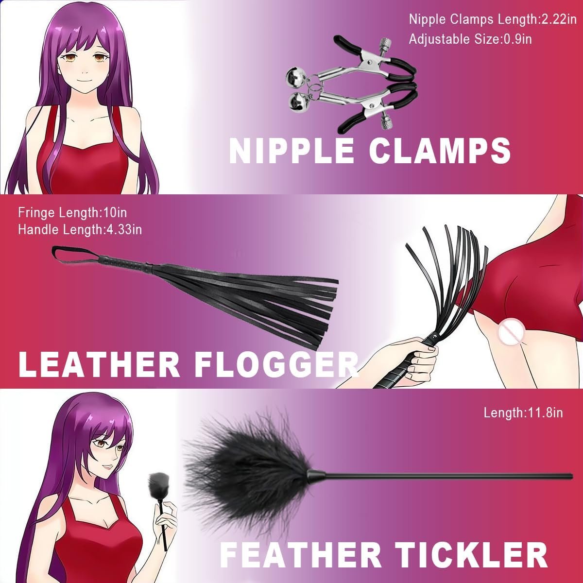 10Pcs Bondage BDSM Kit,BDSM Toys,Adjustable Bondage Set,Bondage Restraints for Couples Foreplay,Bondage Gear and Accessories for Seeking Adventurous Adult Fun,Sex Cuffs,Sex Toy Kit for Beginners - Image 5