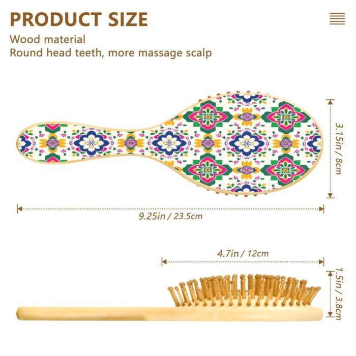 Nander Boho Exotic Detangling Hair Brush,Comfortable Scalp Massage Hairbrush for Hair Growth,All Hair Types for Women Men - Image 2