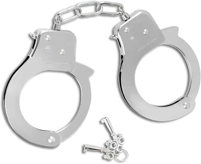 Finduat Metal Handcuffs with Keys, Cop Costume Prop Accessory Party Favors Fake Police Pretend Play Props Party Supplies