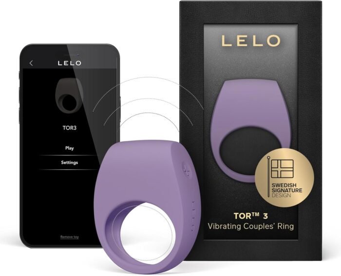 LELO TOR 3 Vibrating Penis Ring App Connected Adult Toy for Man and Woman, Couples Sex Toy with 8 Pleasure Settings for Enhanced Sensation, Silicone Cock Ring, Violet Dusk