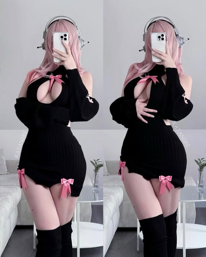 KORURACLUB Bow Sweater Costume（3-PIECE SET） premium sweater cosplay lingerie Bow Sweater succubus lingerie - Image 5