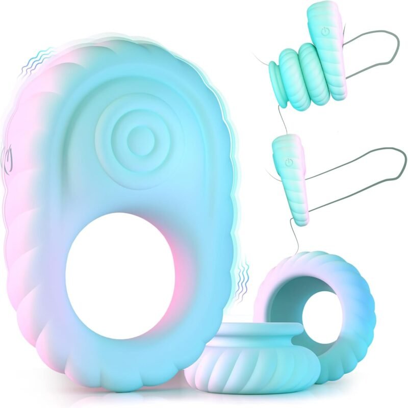 Vibrating Cock Ring with Penetration Buffer Rings Set, Depth-Limiting Liquid Silicone Soft Penis Ring Vibrator with Clitoral Stimulator, Couples Adult Sex Toys for Men Women, MHYNNR Male Sex Toy Game