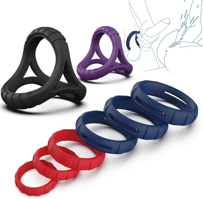 Silicone Penis Rings Set Sex Toys for Men，8 Different Sizes Cock Rings for Erection Enhancing, Long Lasting Stronger Men Sex Toy, Strechy Adult Sex Toys for Couples