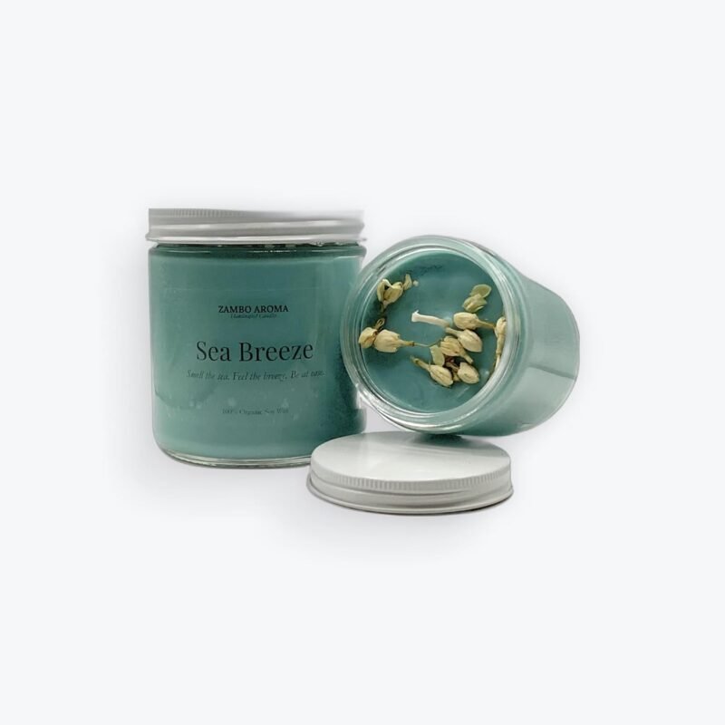 Sea Breeze Candle | 100% Handmade Soy Wax Candle by Zambo Aroma | Clean Ocean Scent Air Freshener
