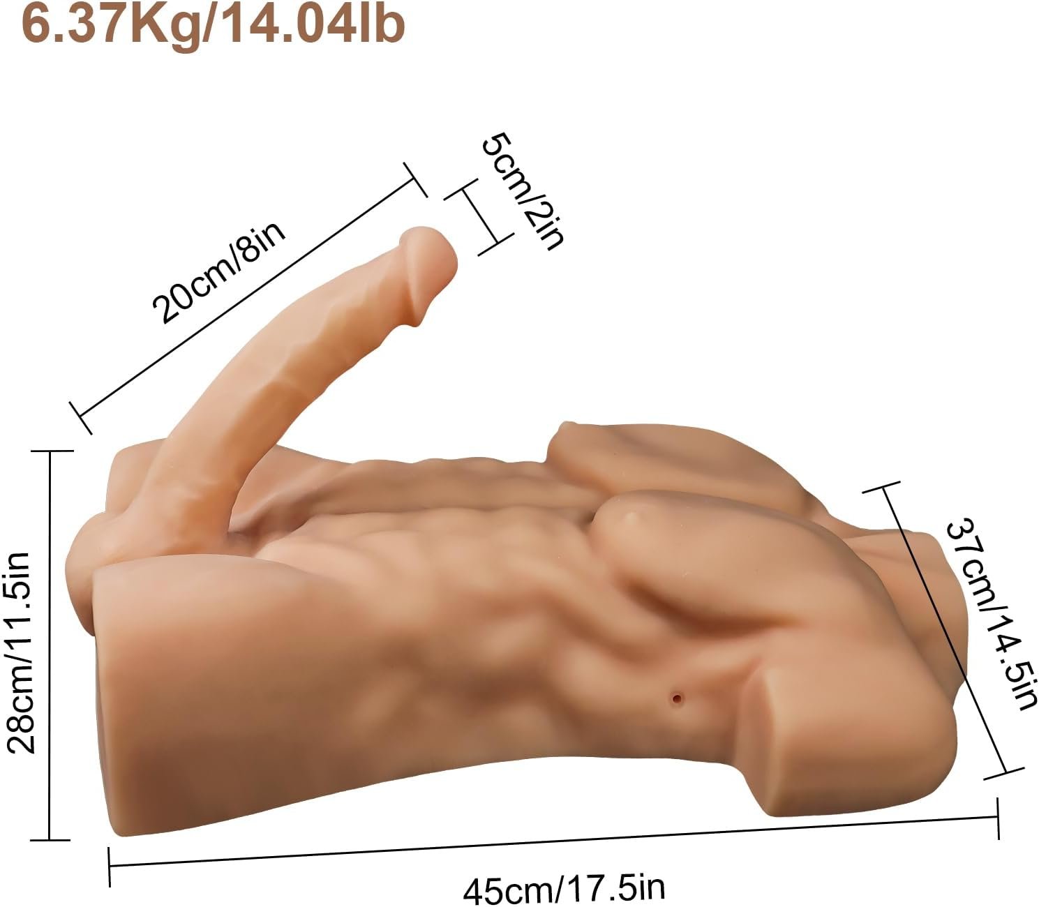Sex Torso Male Sex Doll for Women 14 LB Half Men Torso Sex Doll with 8 Inch Thick Huge Flexible Flesh Dildo with Balls Realistic Penis Tight Anus Female Man Gay Unisex Masturbation Couple Sex Toys - Image 2