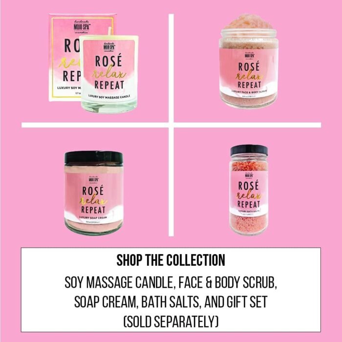 Mojo Spa Rose Relax Repeat Soy Massage Candle | Melts Into a Luxurious Body Cream | 8oz Glass Jar - Image 9