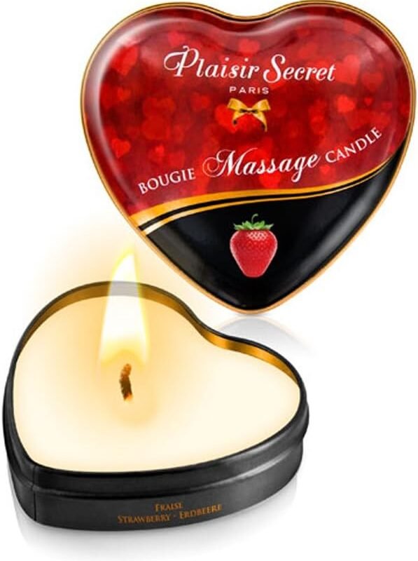 Edible Mini Massage Candle in Heart-Shape tin 1,23 fl oz (Strawberry)