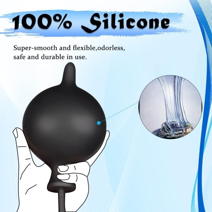 Sex Toys Silicone Inflatable Butt Anal Plug with Pump BDSM Anal Plug Expansion Training Kit Stimulation Anal Pump Plug Buttplug Anal Expert Sex Toy for Men Women Black, 59 cm, Ø 5-10 cm, 1 Piece - Image 3
