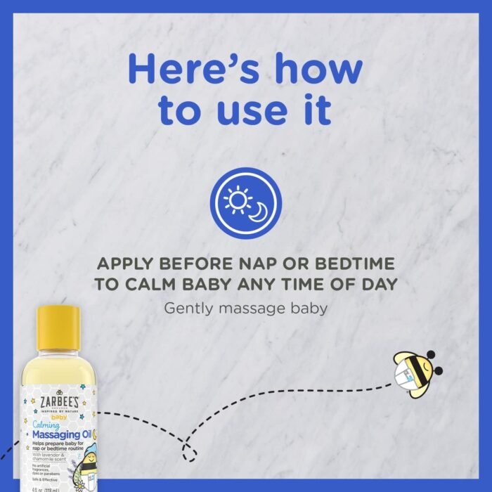 Zarbee's Baby Massage Oil, Calming and Soothing with Lavender and Chamomile to Help Sleep, 4oz Bottle - Image 6