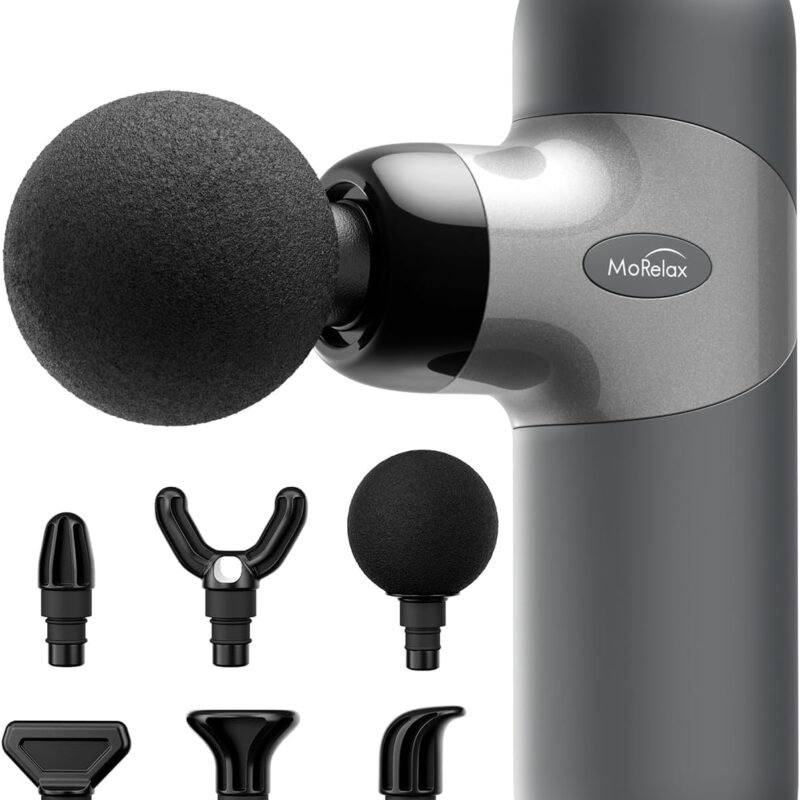 Mini Massage Gun ,Percussion Deep Tissues Muscle Massager, Silicone Material Removable and Washable, Suitable for People with Hyperhidrosis, with 6 Massage Heads 4 Speeds, best gift for her/him