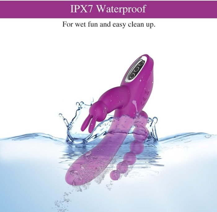 3 in 1 G-Spot Rabbit Anal Dildo Vibrator Adult Sex Toys with 7 Vibrating Modes for Women - Adorime Silicone Waterproof Rechargeable Clitoris Vagina Stimulator Massager Sex Things for Solo or Couples - Image 6