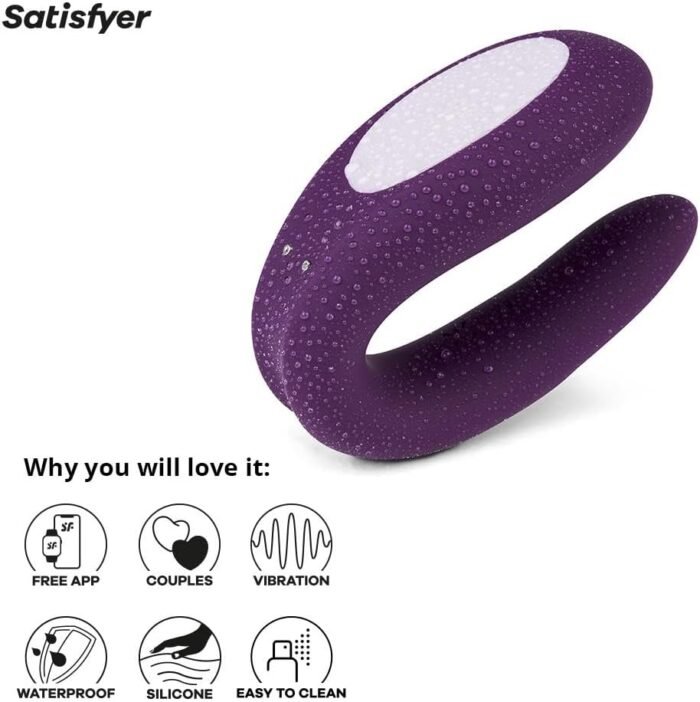 Satisfyer Double Joy Connect App | Partner Vibrator | 2 Strong Power Motors | Waterproof (IPX7) | Rechargeable Battery | Skin-Friendly Silicone (Violet) - Image 4