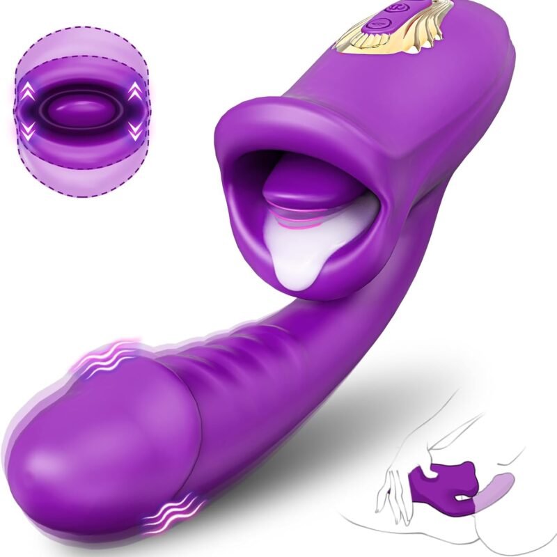 Tongue Rose Sex Toy Realistic Dildo Vibrators, 3 in 1 G Spot Vibrator for Women, Clitoral Vibrator with 10 Vibrations 10 Tongue Licking Nipple Clit Stimulator Adult Sex Toys for Women Couple