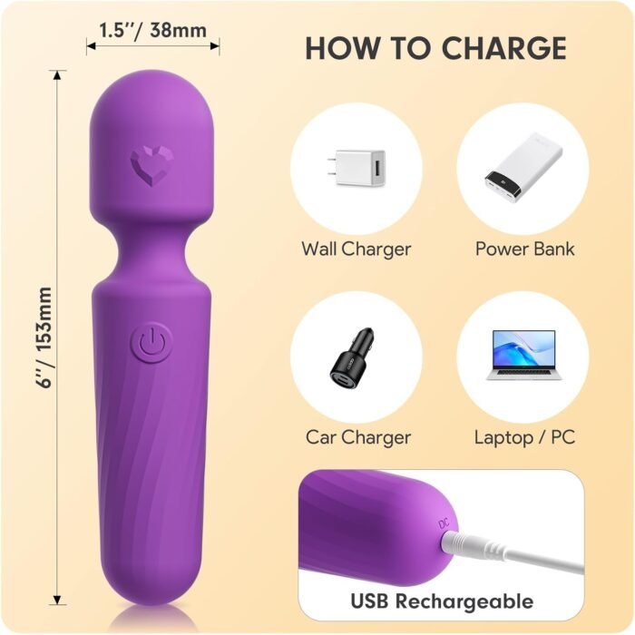 Portable Travel Massage Tool, 10 Modes Rechargeable Waterproof Mini Neck Muscle Massager (Purple) - Image 3